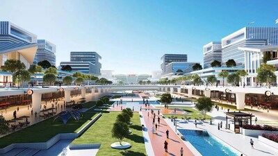 Esboço de um designer da Zona de Cooperação Empresarial Internacional do Shanghai Eastern Hub. [Foto/conta WeChat: pdnews] (PRNewsfoto/english.shanghai.gov.cn)