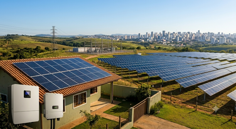 Gera&ccedil;&atilde;o solar chega a 55 GW e vira 2&ordf; maior fonte
