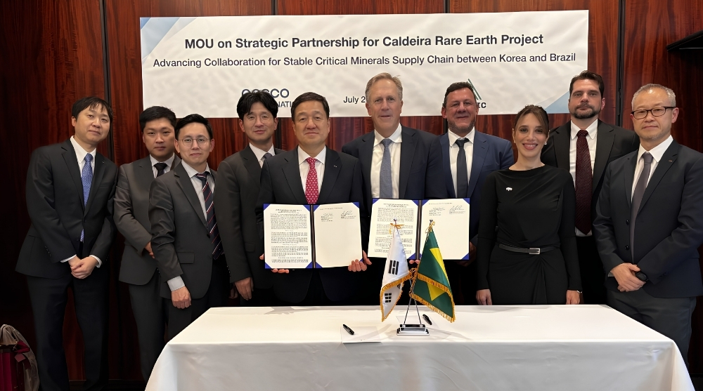 Projeto Caldeira firma parceria com a POSCO para fornecimento de terras raras e fortalecimento da cadeia global de minerais críticos.